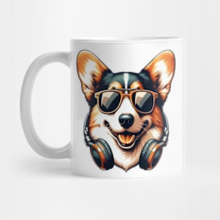 Cardigan Welsh Corgi as Smiling DJ in Japanese Art Style Mug